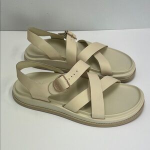 Chaco Townes Sandals Leathern Angora Cream Tan Womens 10 Summer Comfort New